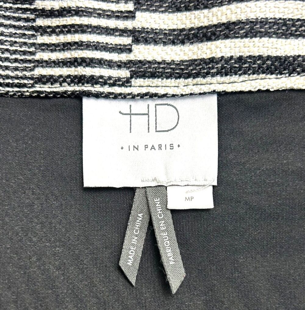 HD In Paris Anthropologie Women Sz MP Petite Black White Geometric Mini Skirt U3 - Picture 11 of 13